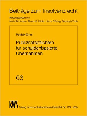 cover image of Publizitätspflichten für schuldenbasierte Übernahmen